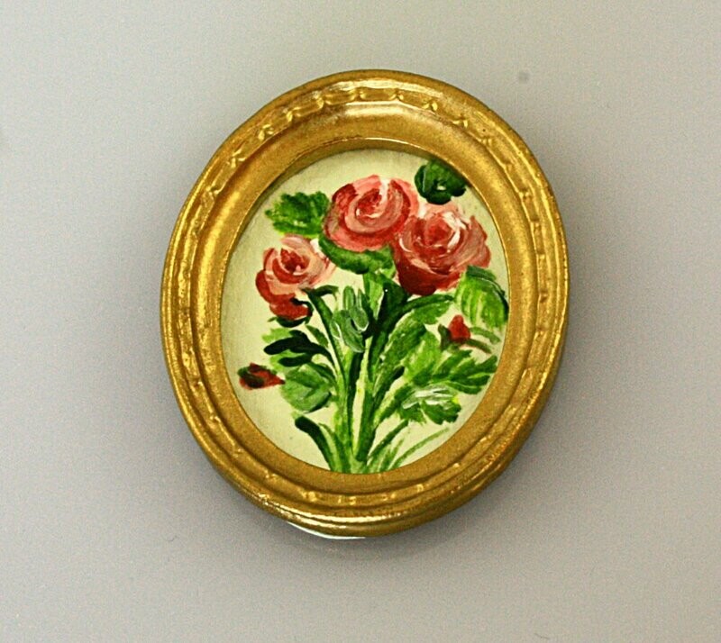 Roses in Oval Frame