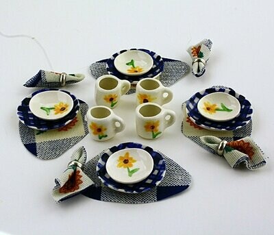 Sunflower / Check Dinner Set of 4