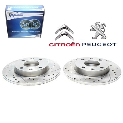 2X Dischi Sportivi Anteriori TA 247x10mm Citroen C15 / Saxo / Visa / ZX / Peugeot 106 I / II / 205 I / II / 306 / 309 I / II / 405 II