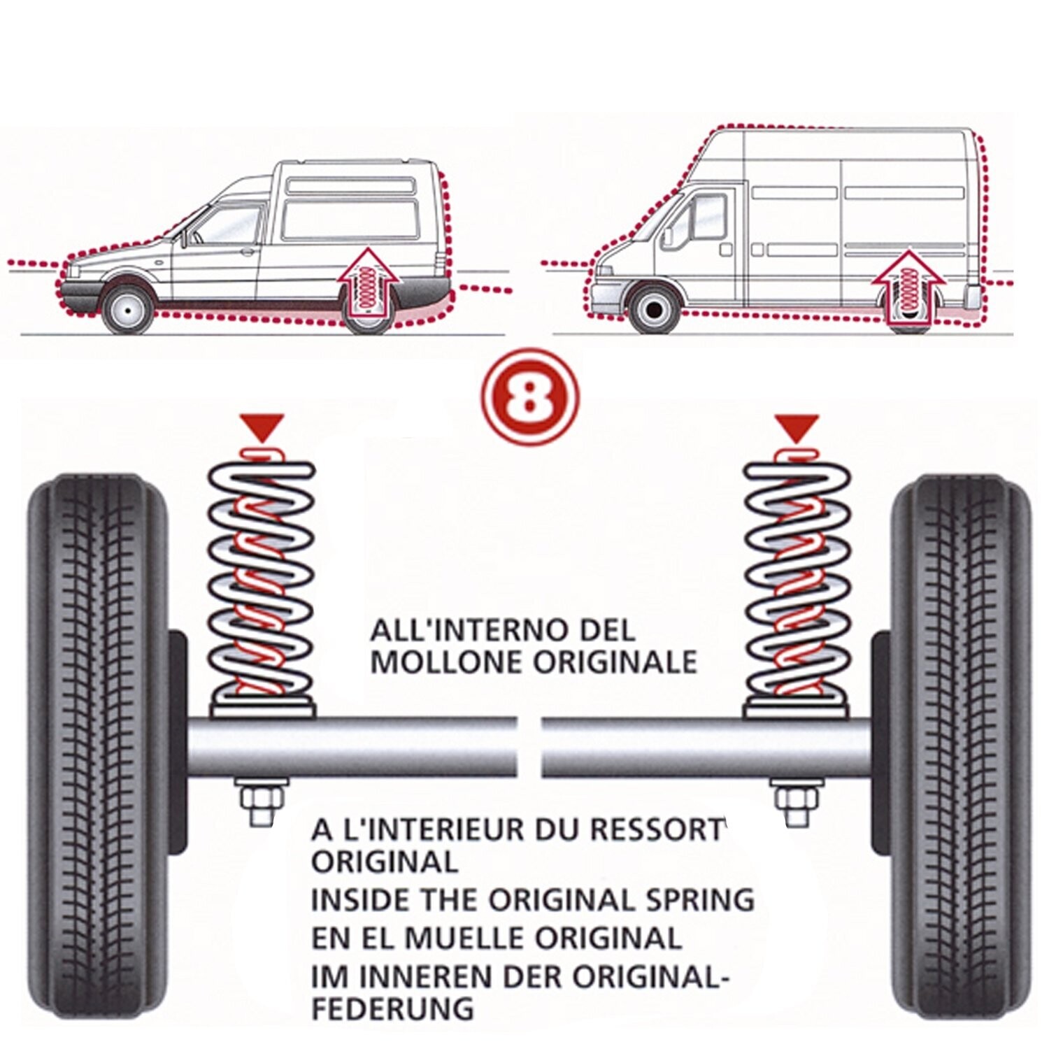 Kit Molle da Carico Posteriori Rinforzate GPL/METANO Alfa Romeo Mito da 04.2008 / Fiat GRANDE PUNTO 199 da 10.2005