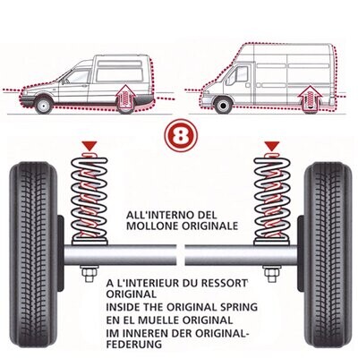 Kit Molle da Carico Posteriori Rinforzate GPL/METANO Audi A3 8P1 / Seat Altea 5P1 / Leon 1P1 / Toledo 3 S. 5P2 / Skoda Octavia 2 S. Berlina SW 1Z3 / VW Golf 5 1K1 / Jetta 3 S. 1K2 / Passat Berlina SW