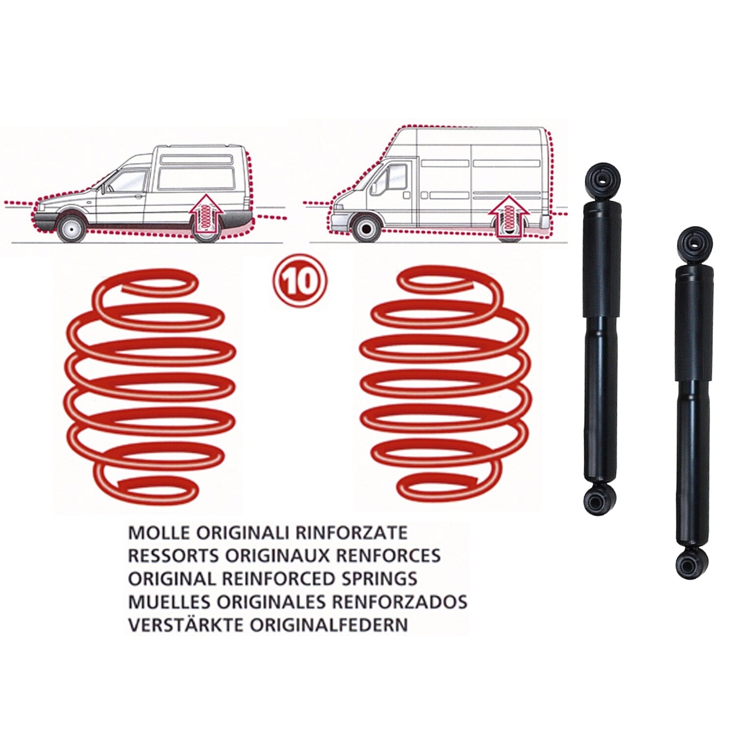 Kit Molle da Carico Posteriori Rinforzate con Ammortizzatori  GPL/METANO Alfa Romeo 155 167 / Fiat PALIO SW 178