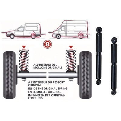 Kit Molle da Carico Posteriori Rinforzate con Ammortizzatori GPL/METANO Audi 100 + 200 Berlina tipo 43 - C2 da 06.1976 - 07.1982