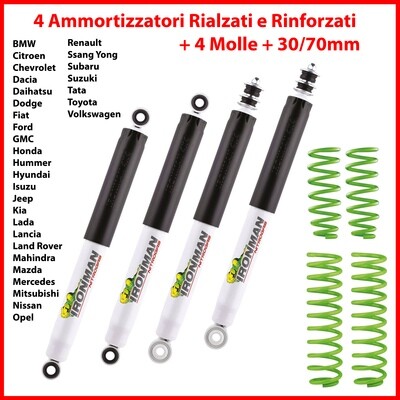 Kit di Rialzo Completo BMW Citroen Chevrolet Dacia Daihatsu Dodge Fiat Ford GMC Honda Hummer Hyundai Isuzu Jeep Kia Lada Lancia Land Rover Mahindra Mazda Mercedes Mitsubishi Nissan Opel Renault