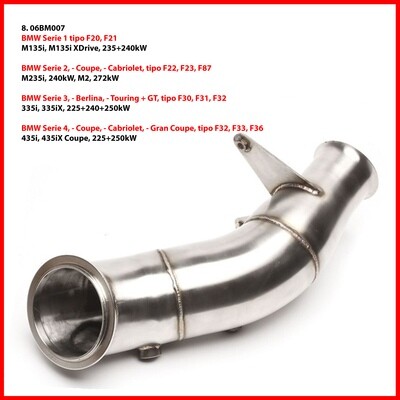 Downpipe in acciaio BMW F32 F33 F36 F90 F23 F34