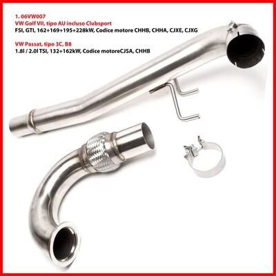 Downpipe in acciaio VW Golf VII Passat Eos Tiguan
