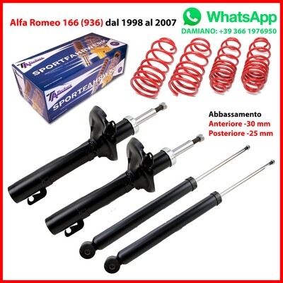 Assetto Sportivo 4 Ammortizzatori+Molle Alfa Romeo 166 (936) da 1998 a 2007