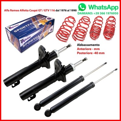 Assetto Sportivo 4 Ammortizzatori+Molle Alfa Romeo Alfetta Coupé GT / GTV 116 da 1976 a 1990