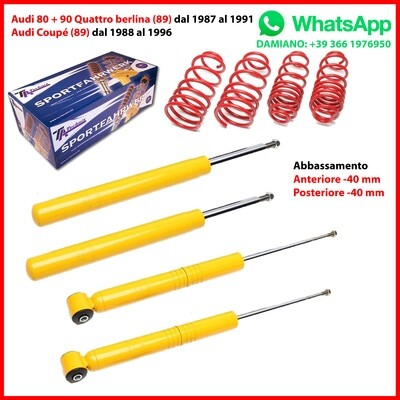 Assetto Sportivo 4 Ammortizzatori+Molle Audi 80+90 Quattro Berlina / Coupe (89) da 1987 a 1996