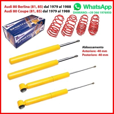 Assetto Sportivo 4 Ammortizzatori+Molle Audi 80 Berlina + Coupe (81, 85) da 1979 a 1988