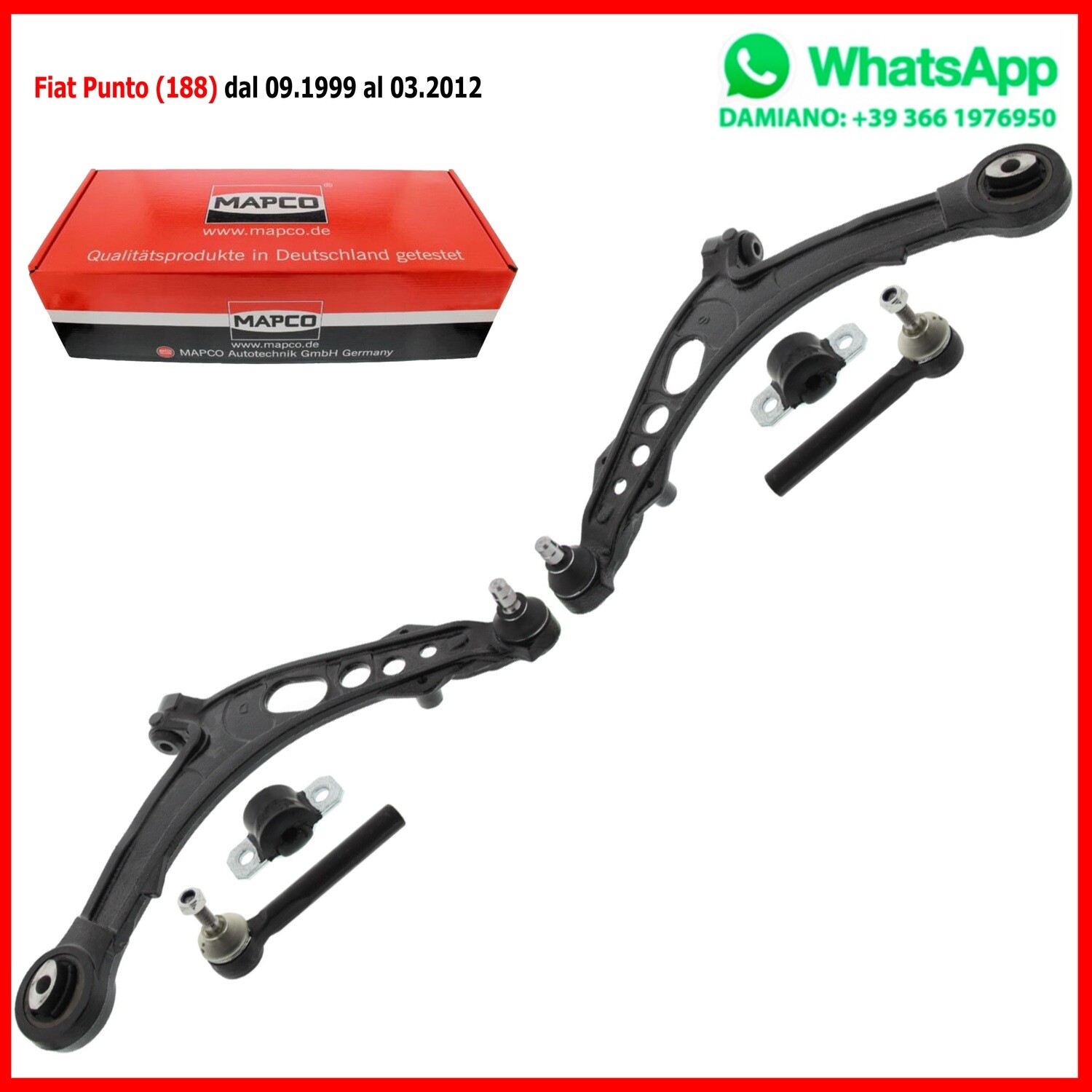 Kit 2 Bracci Anteriori Rinforzati FIAT PUNTO 1.2-1.9D 09.99-