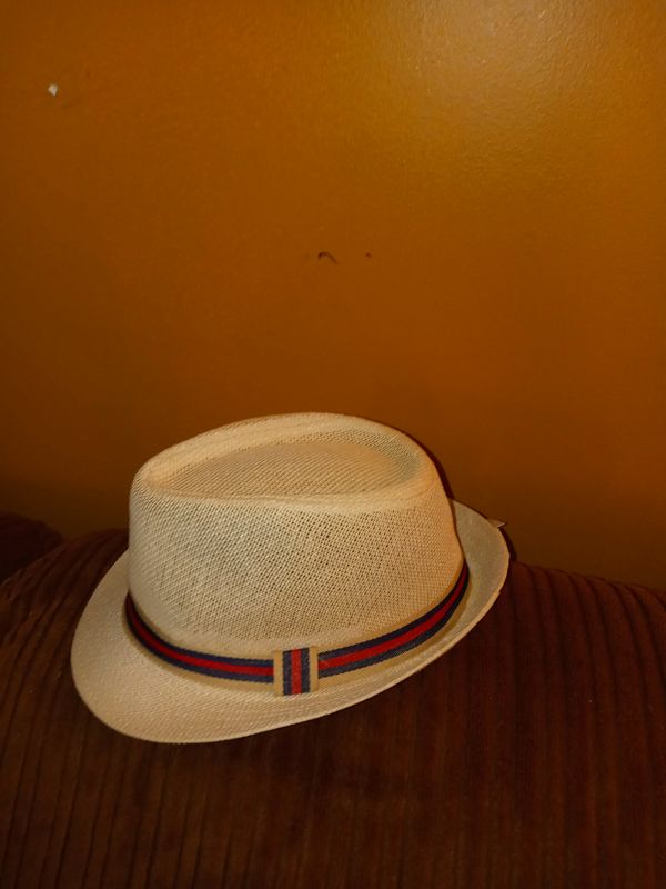Straw Pork Pie Hat with Ribbon