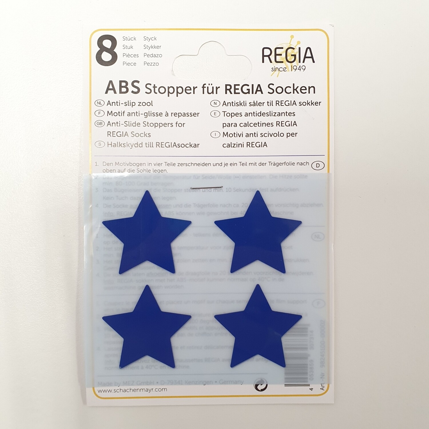 ABS-противоскользящие наклейки Regia для приклеивания к носкам, 8 наклеек в упаковке (синие звезды)