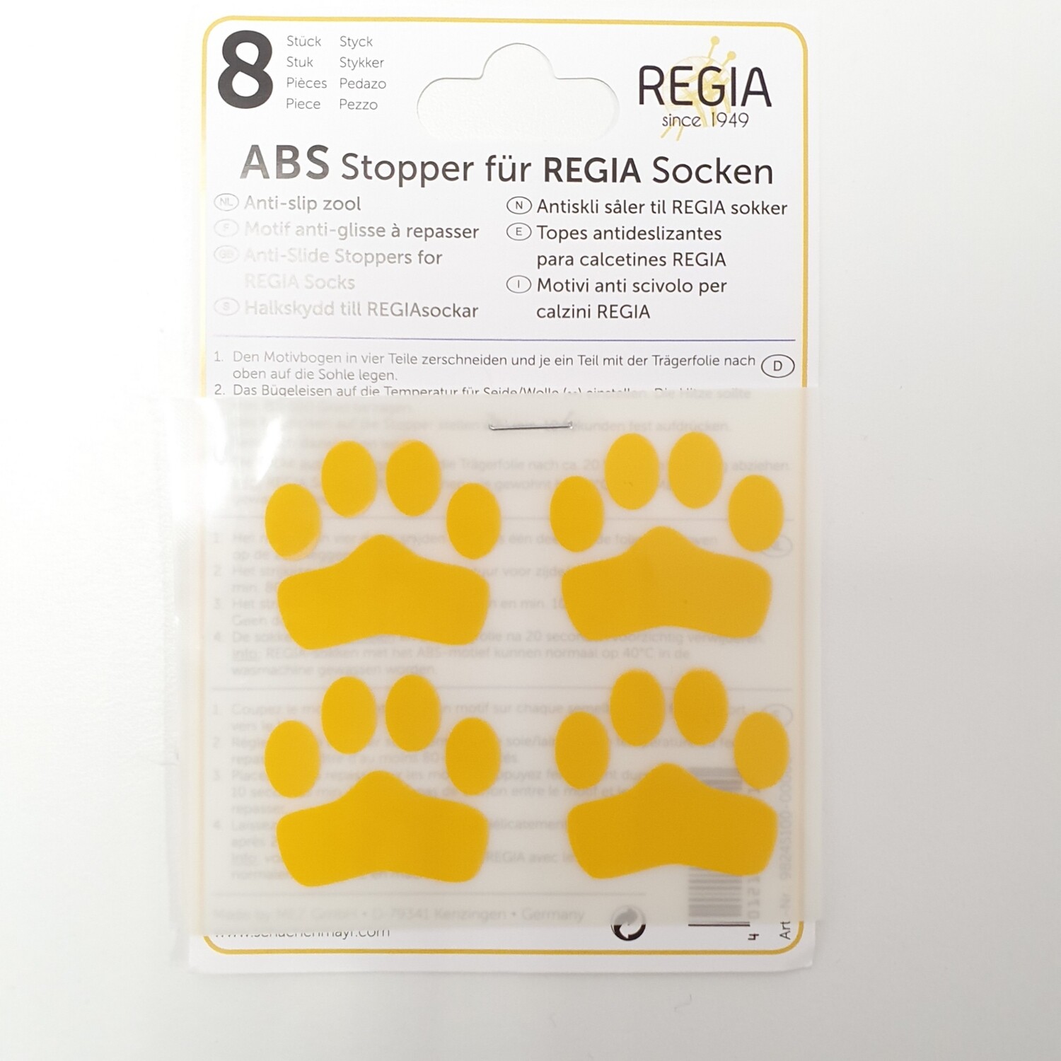 ABS-противоскользящие наклейки Regia для приклеивания к носкам, 8 наклеек в упаковке (желтый)