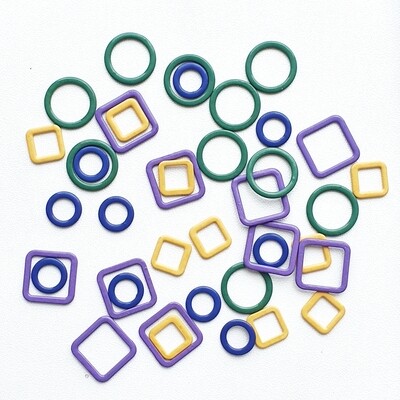 Набор маркеров для вязания "Linea" (в наборе: круглые 10мм - 10шт, круглые 6мм - 10шт, квадратные 10мм - 10шт, квадратные 6мм - 10шт), сталь, 40шт в наборе