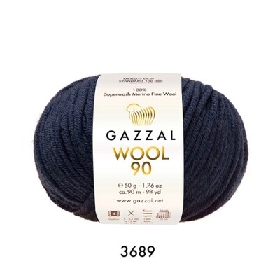 Пряжа Gazzal Wool 90 (3689/синий)