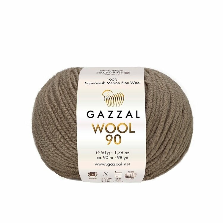 Пряжа Gazzal Wool 90 (3660/шоколад)