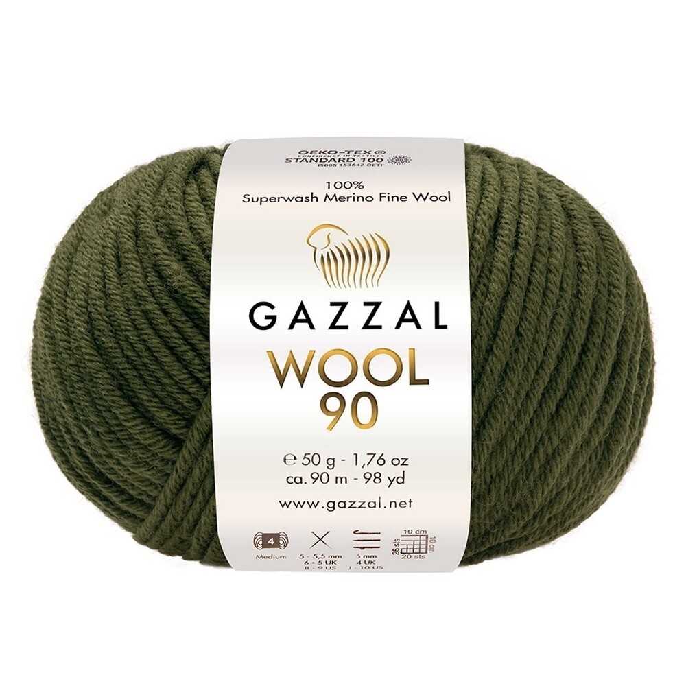 Пряжа Gazzal Wool 90 (3672/болотный)