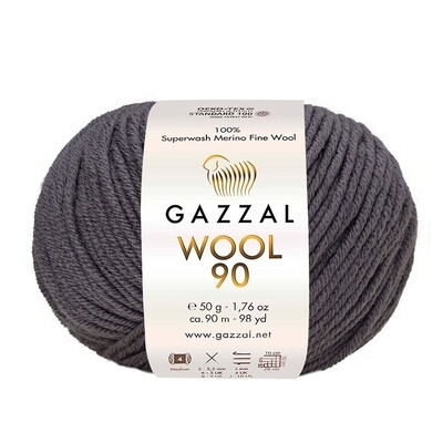 Пряжа Gazzal Wool 90 (3657/мокрый асфальт)