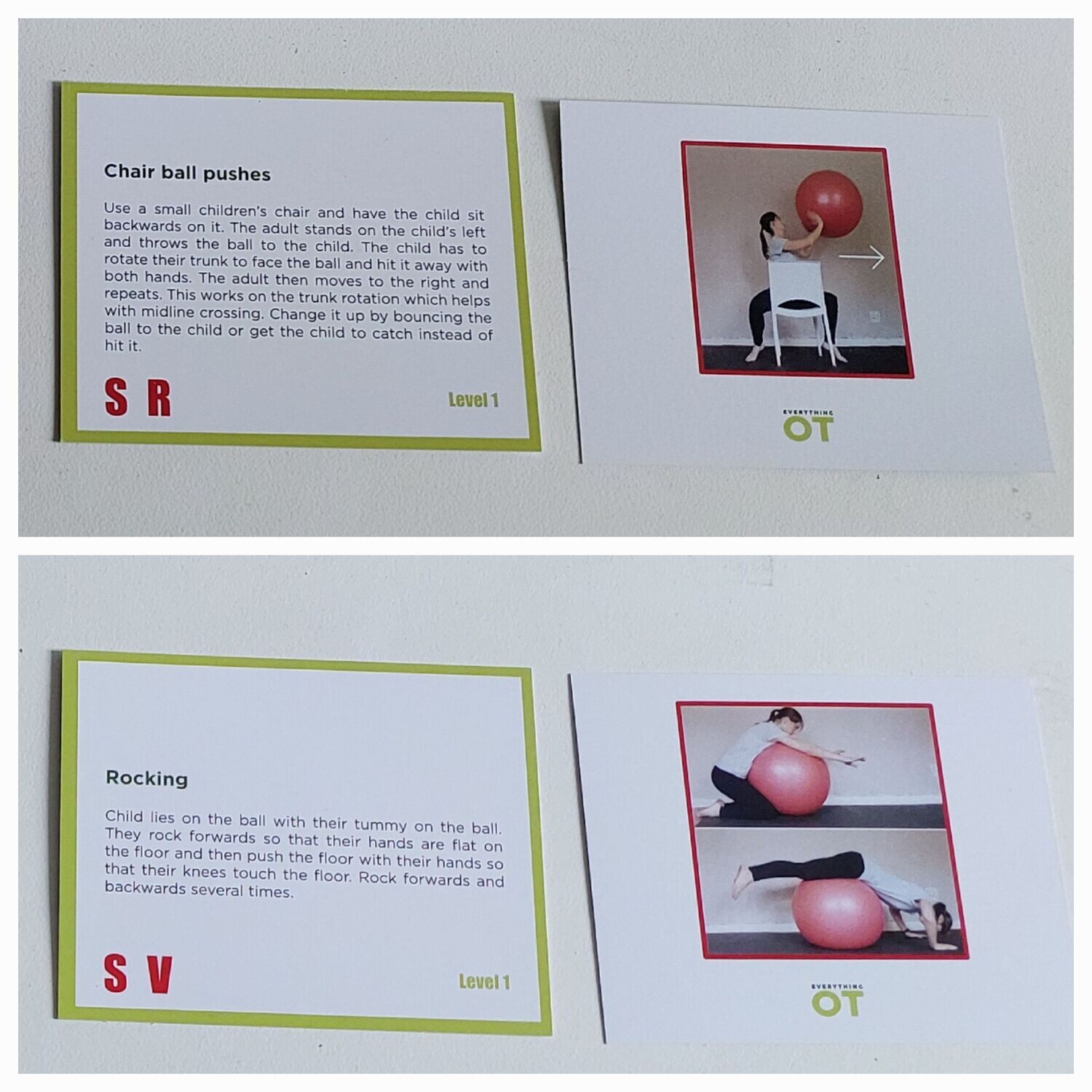 Core muscle strength cards (no ball)