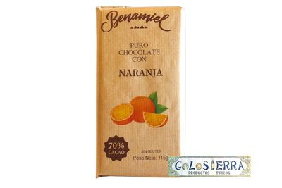 Chocolate Negro Puro con Naranja 70% Cacao Chocolate Negro Puro con Naranja 70% Cacao