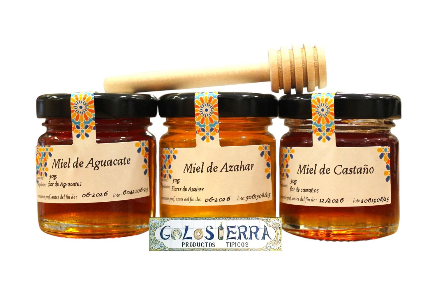 Pack degustación de mieles artesanas (aguacate, azahar y castaño)