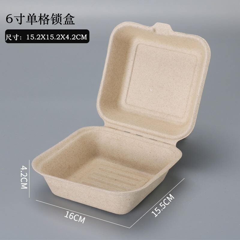 甘庶渣 漢堡盒 (400 pcs / ctn) (6" x 6" x 3")