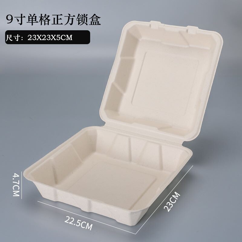環保餐具-9吋單格正方鎖盒 (200 pcs)