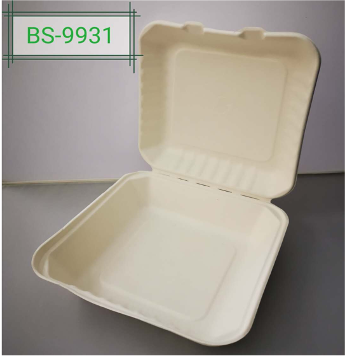 BS-9931 甘庶渣 正方形揭蓋單格飯盒 (大) 盒
(300pcs/ctn) 9&quot;x9&quot;x3&quot;