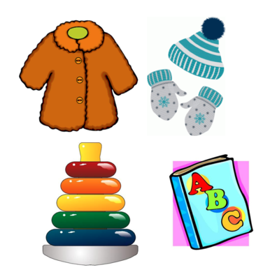 $65– buys a jacket/coat, gloves/mittens, a hat and a toy/book