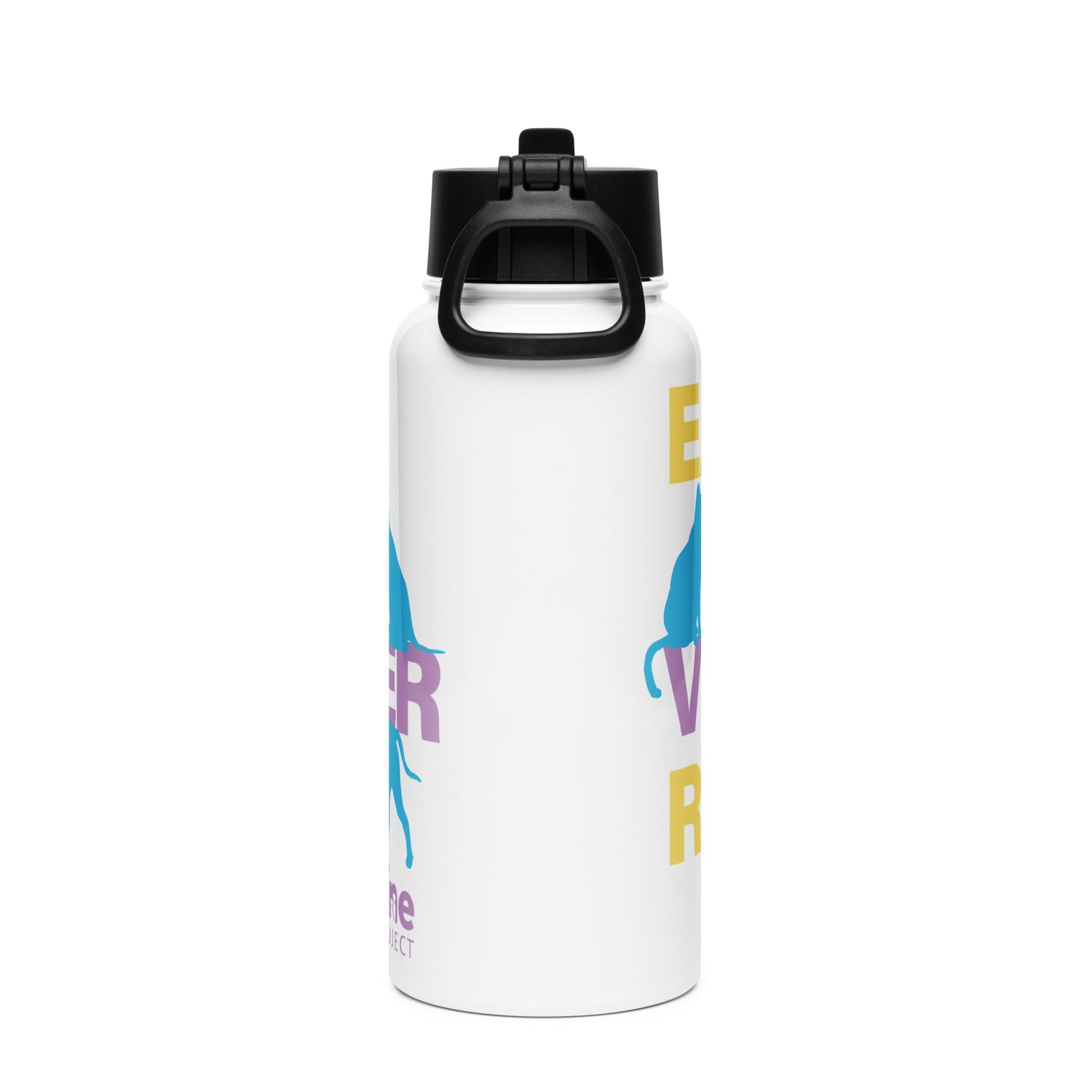 Stainless steel water bottle with a straw lid