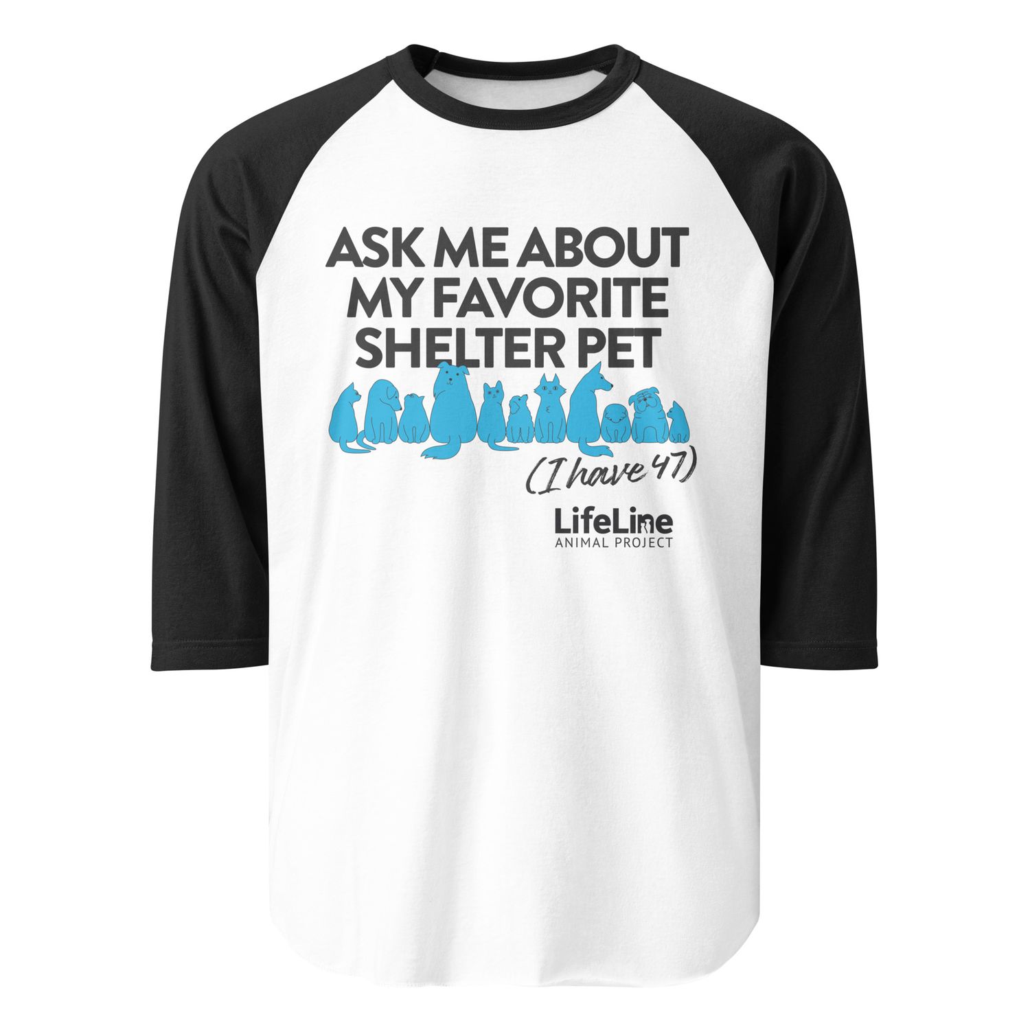 Ask-Me-Shelter 3/4 sleeve raglan shirt