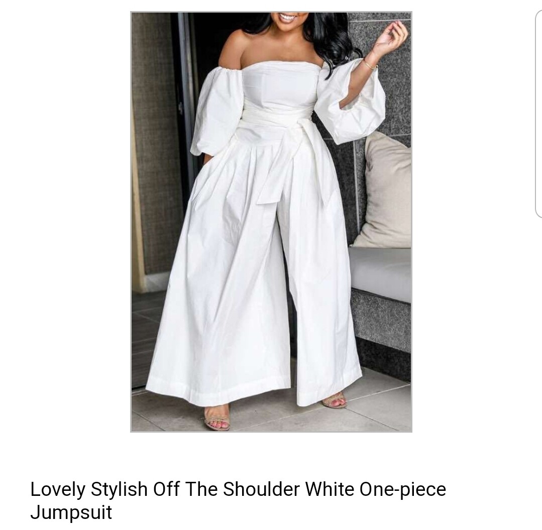 Lovely all white off the shoulders one piece jumpsuit