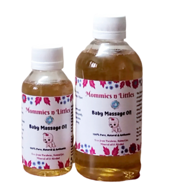 Baby Massage Oil with Almonds, Olives, Sesame, Sunflower seeds, Coconut, Rose & Orange extracts - Cold Pressed & Natural
( 230 ml)