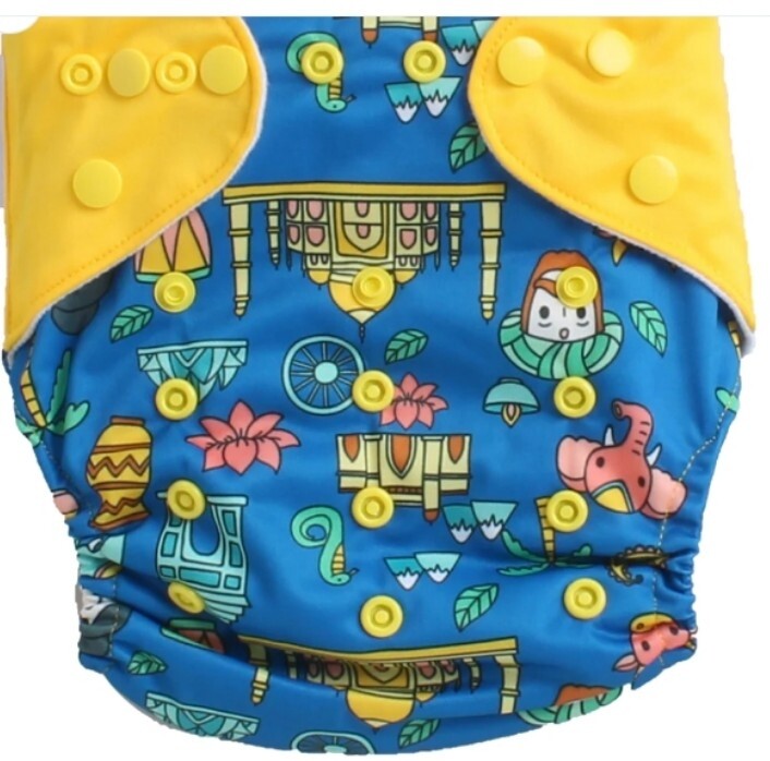 MUMS LITTLE CHAMPION - Newborn to 5 years - Day &amp; Night washable cloth diaper WITH BAMBOO CHARCOAL INSERT - Free size