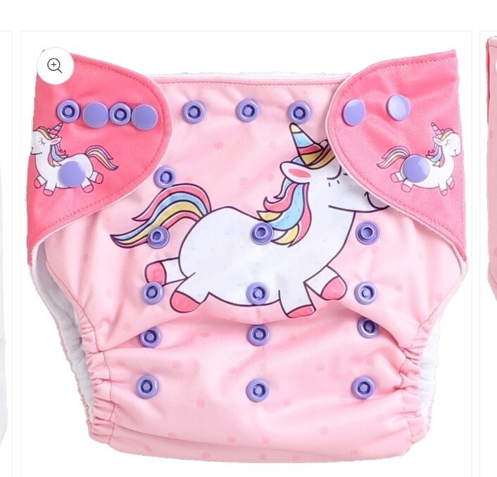MUMS LITTLE UNICORN - Newborn to 5 years - Day &amp; Night diaper WITH BAMBOO CHARCOAL INSERT - Free size