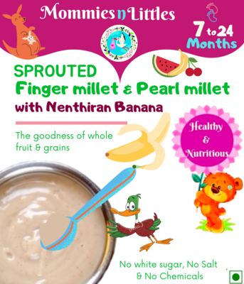 Sprouted Ragi &amp; Pearl millet with Nendran Banana (7months+) - Organic