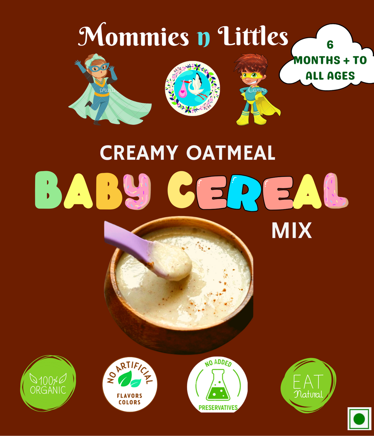 CREAMY OATMEAL BABY CEREAL MIX (6months+) - Organic