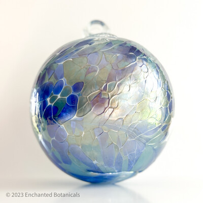 WITCH BALL 8” Blues and Gold Iridescent