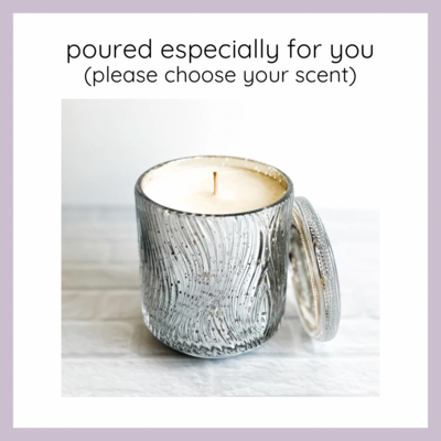 CUSTOM-Poured Candle in Mercury Glass jar (YOU choose your scent)