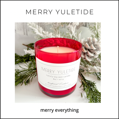 MERRY YULETIDE Scented Candle (RED Glass Jar)