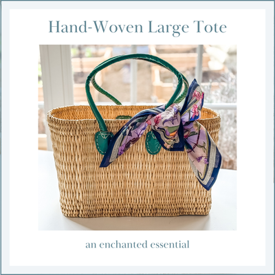 CLASSIC MARKET BASKET with Green Leather Handles (Large)