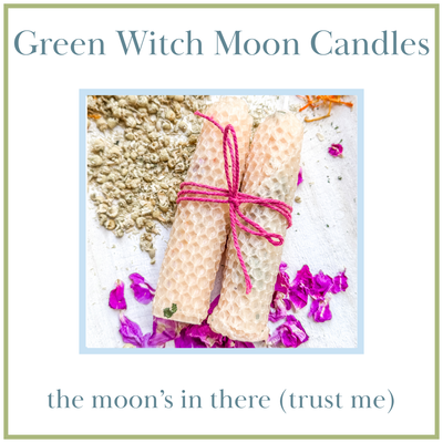 GREEN WITCH MOON CANDLES — Ritual Beeswax Set for the Full &amp; New Moons July 2025