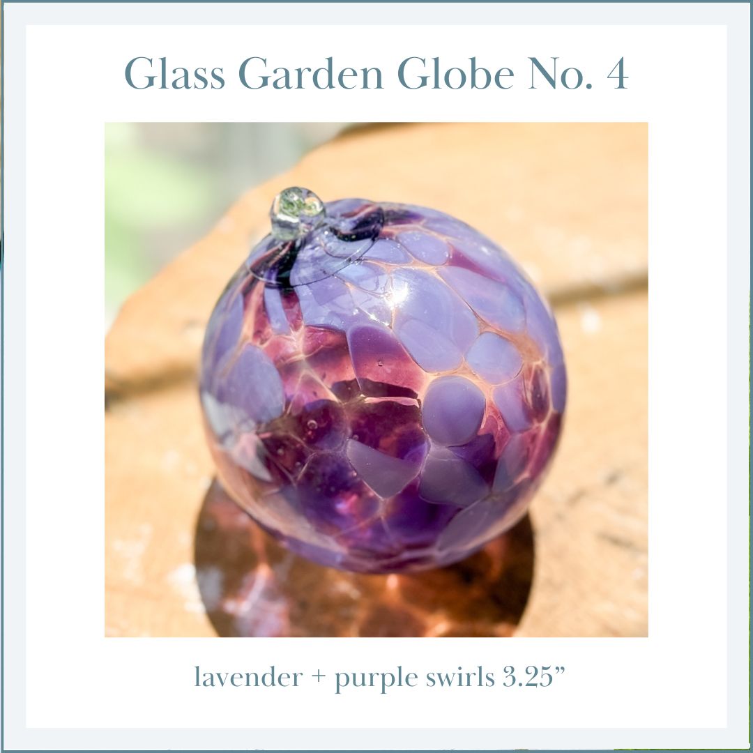 GLASS GARDEN GLOBE No. 04 — lavender + purple swirls 3.25&quot;
