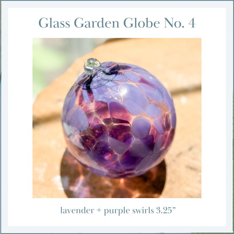 GLASS GARDEN GLOBE No. 04 — lavender + purple swirls 3.25"