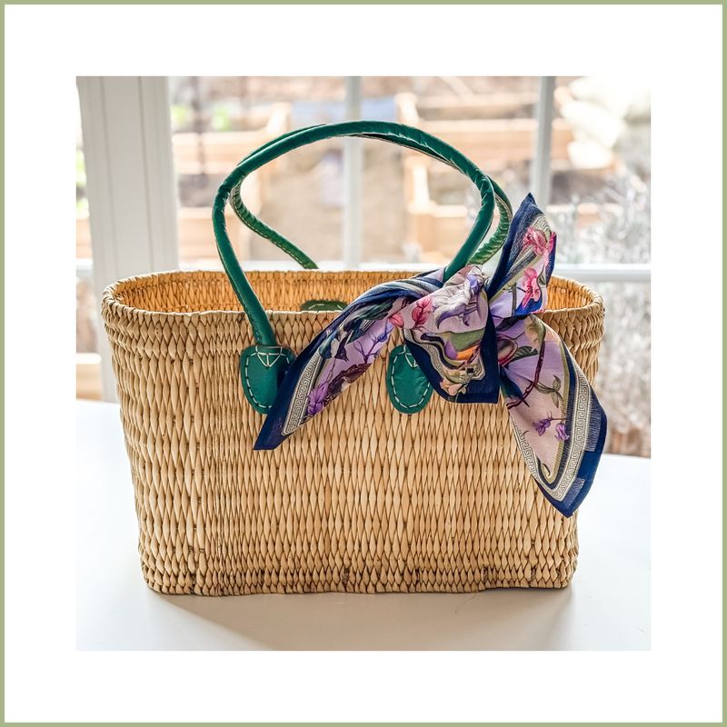 CLASSIC MARKET BASKET with Green Leather Handles (Large)