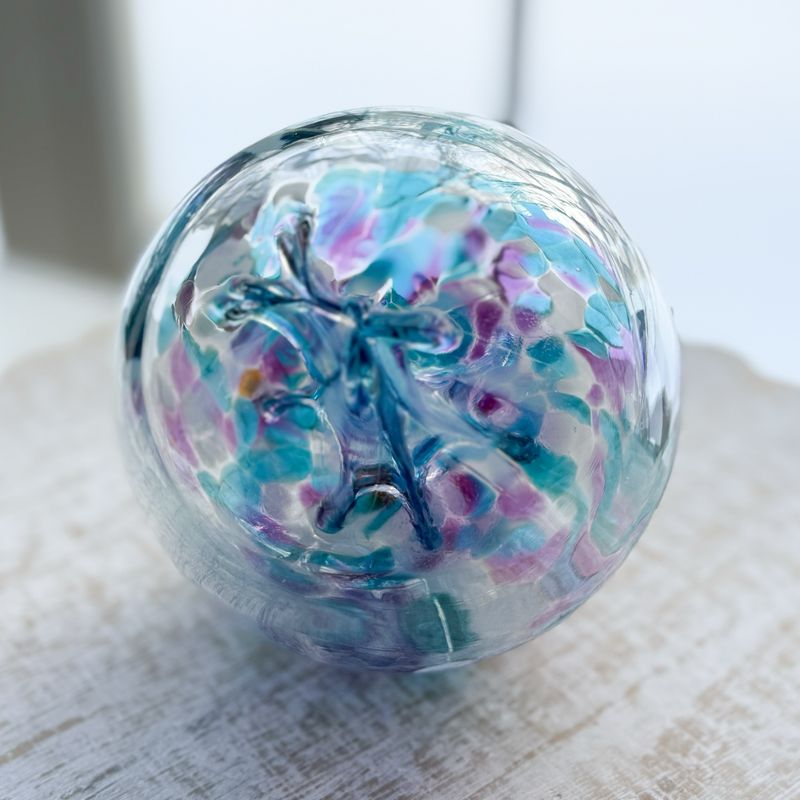 WITCH BALL 4” Turquoise + Purple + White