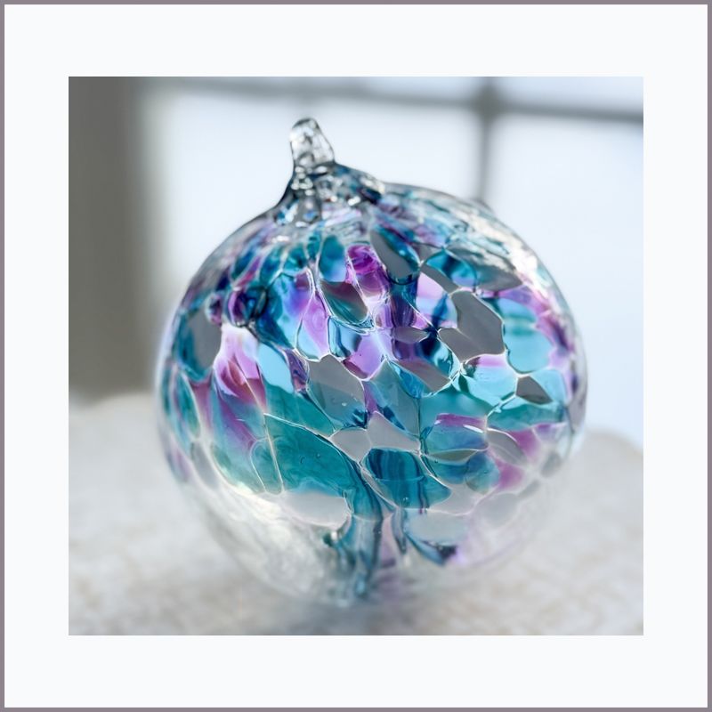 WITCH BALL 4” Turquoise + Purple + White