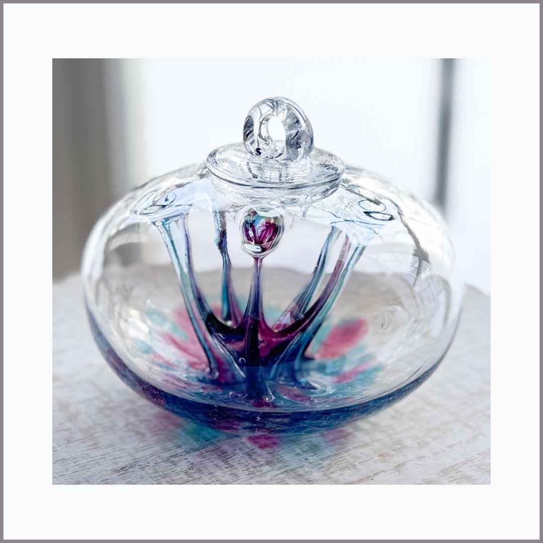 WITCH BALL 4” Turquoise + Rose Juju Shape