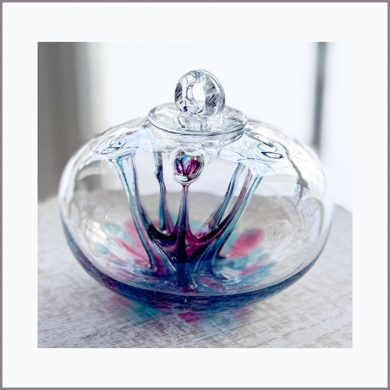 WITCH BALL 4” Turquoise + Rose Juju Shape